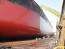 Ship in dry dock painted with above sea level marine coatings